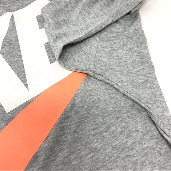 Nike Relaxed Fit Big Swish Logo Long Sleeve Shirt Size XL Gray Orange Scoop Neck - Picture 12 of 16